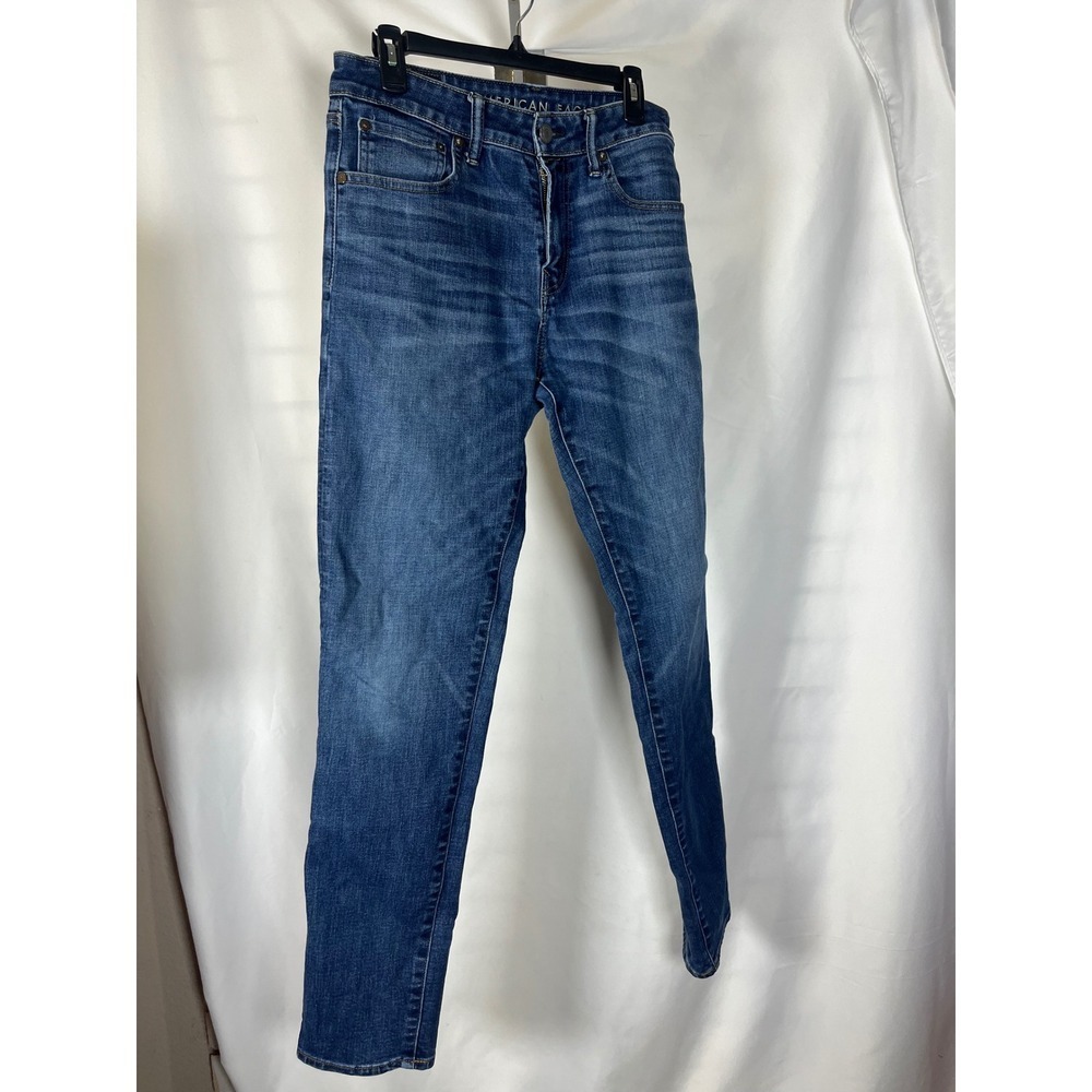 American Eagle Airflex+ Skinny Jeans Mens 32x34 Medium Wash Blue Denim Stretch